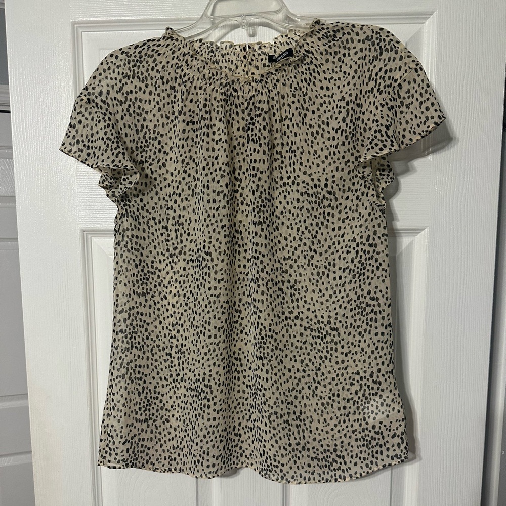 Express Speckled Print Sheer Blouse